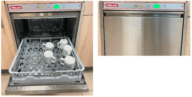 Spülmaschine beladen und Klappe schließen