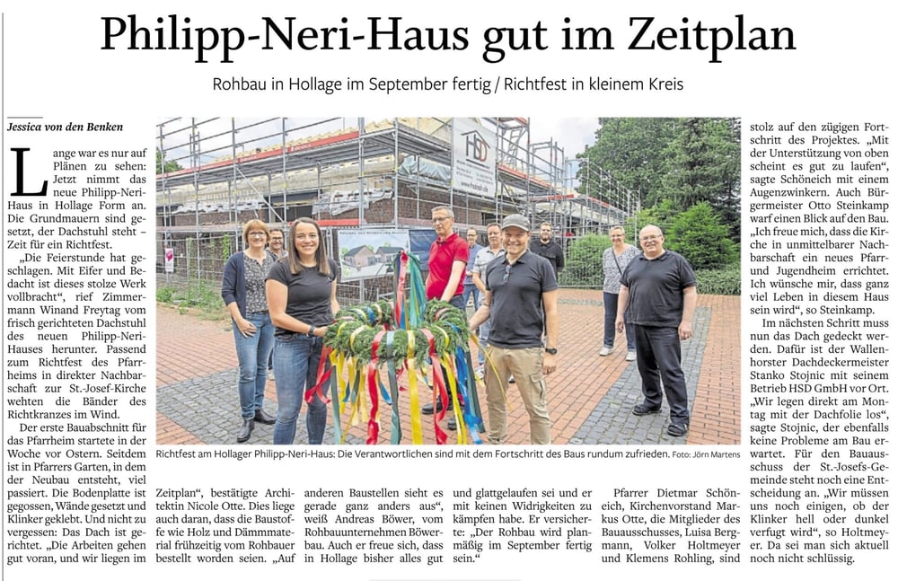NOZ 12. Juni 2022 | Philipp-Neri-Haus gut im Zeitplan