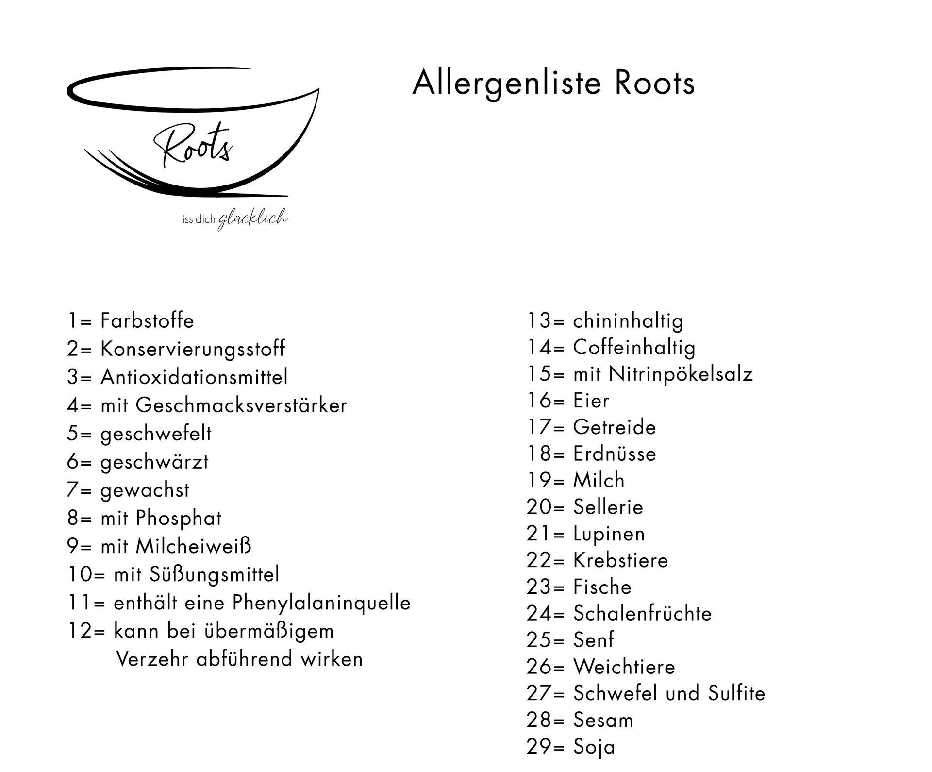 Allergenliste | Roots-Muenster