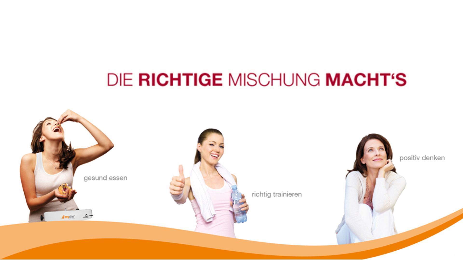 Symbolbild "Gesund essen, richtig trainieren, positiv denken"