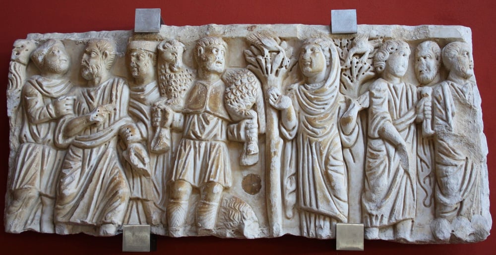 Gefangennahme des Petrus (links), Sarkophagfragment, Arles, Foto: (c) Sebastian Buck