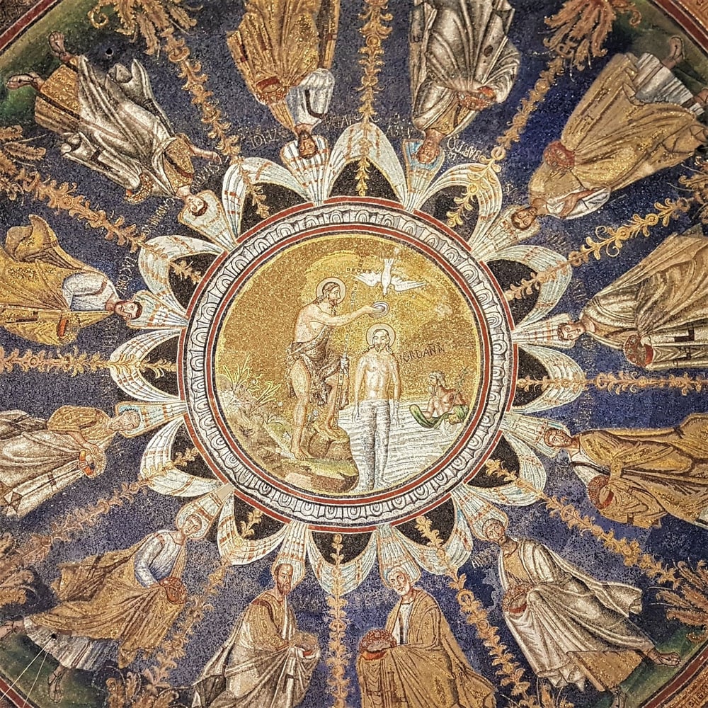 Kuppelmosaik Ravenna Baptisterium der Orthodoxen