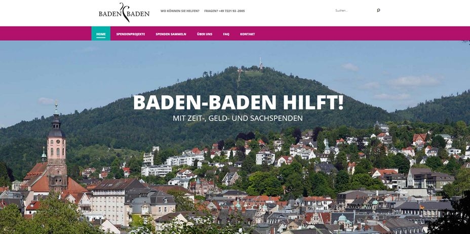 Screenshot der Seite Baden Baden hilft
