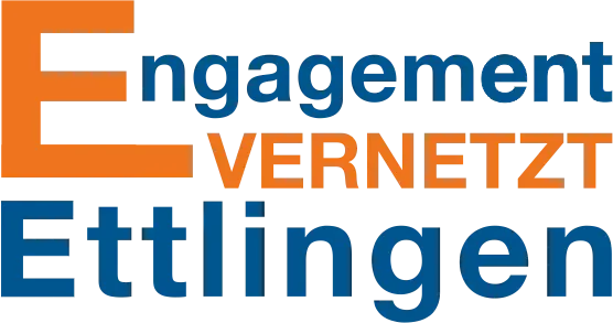 Logo Engagement vernetzt Ettlingen in blau und orange