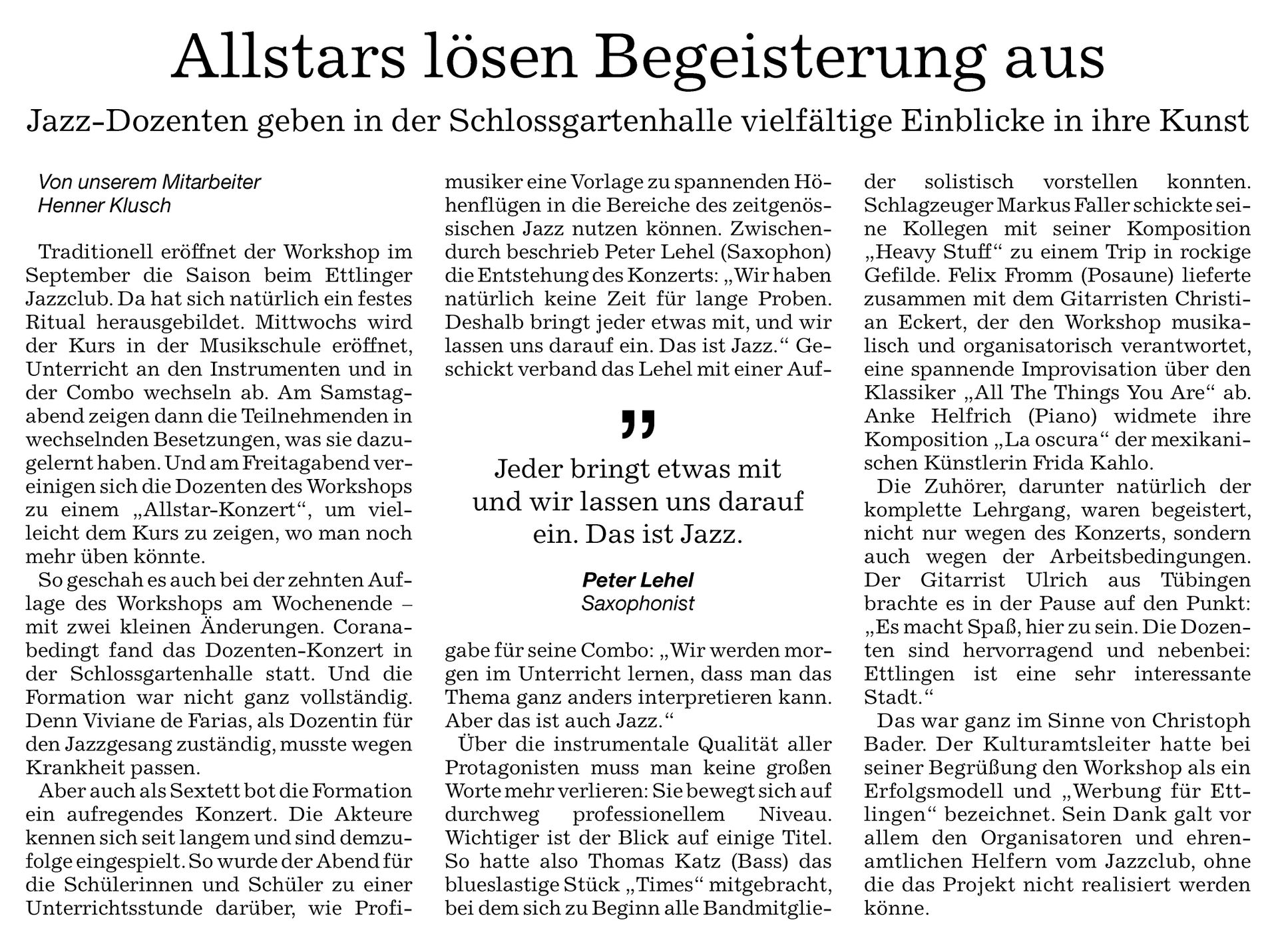 Presse | Jazz-Club Ettlingen