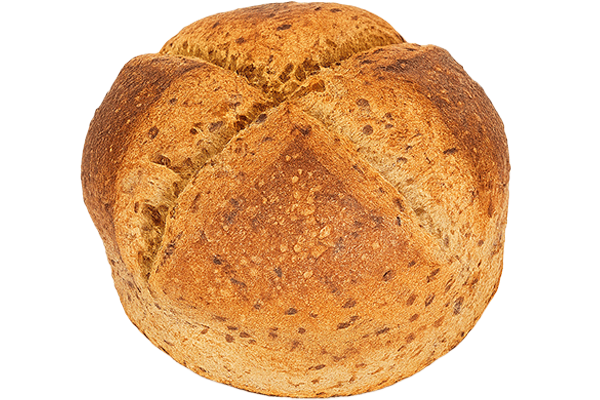 Bauernbrot angeschnitten, damit man die lockere Porung sehen kann. darüber ein roter Störer mit der Schrift: 20% mehr zum gleichen Preis!