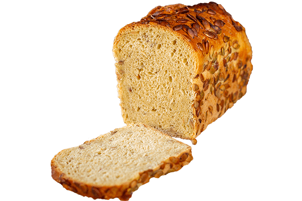 Bauernbrot angeschnitten, damit man die lockere Porung sehen kann. darüber ein roter Störer mit der Schrift: 20% mehr zum gleichen Preis!