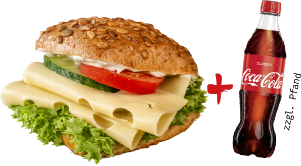 Snackdeal Foto mit Cola-Flasche und dem 1,- Angebot für einen zusätzlichen Donut