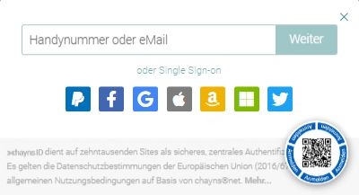 Anmelde und Login Dialog