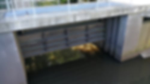 Schleuse 2 (mit Pumpwerk) in Bruchhausen, Ansicht vom Unterwasser