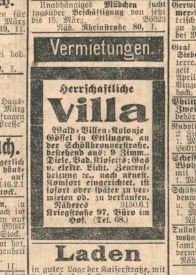 Annonce der Lokalzeitung