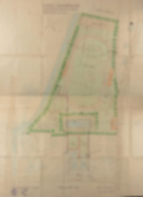 Plan einer Städtischen Sportanlage als Erweiterung und Ergänzung des Schwimmbades Luisenstraße, 1934