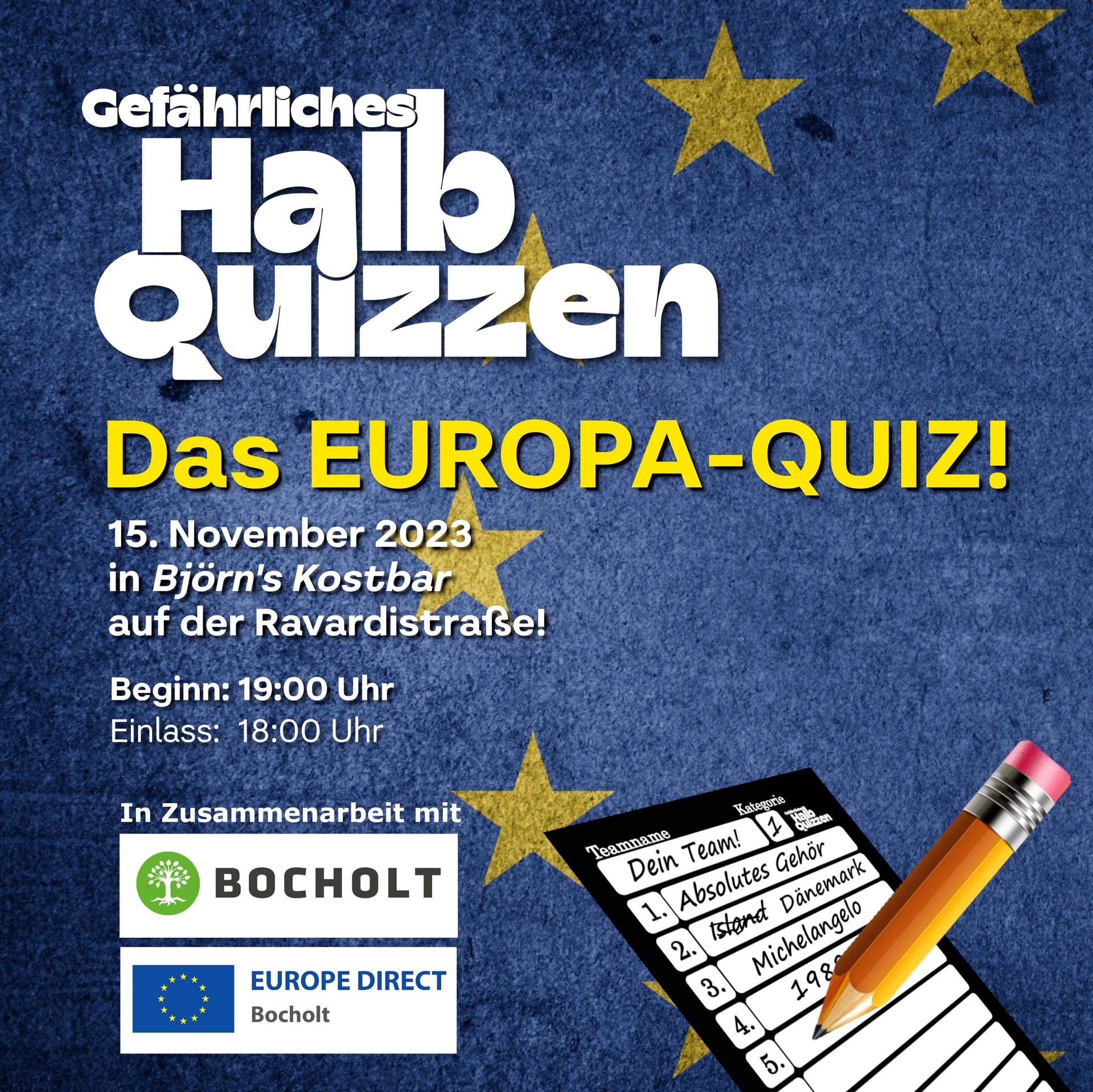 Das EUROPA-Quiz! - presented by Gefährliches HalbQuizzen & Stadt Bocholt