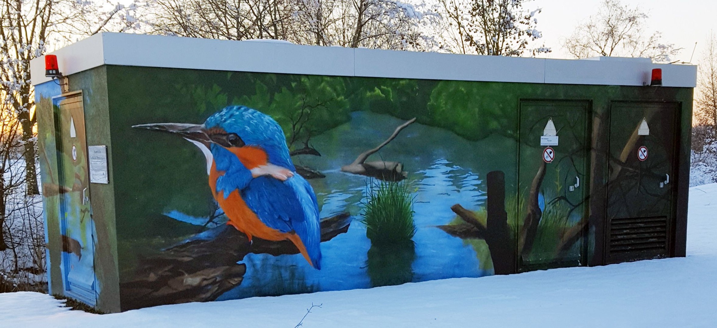 Erstes Kunstwerk, ein Eisvogel, von Kevin Meyle, das uns für ein „buntes Kehl“ beflügelte.