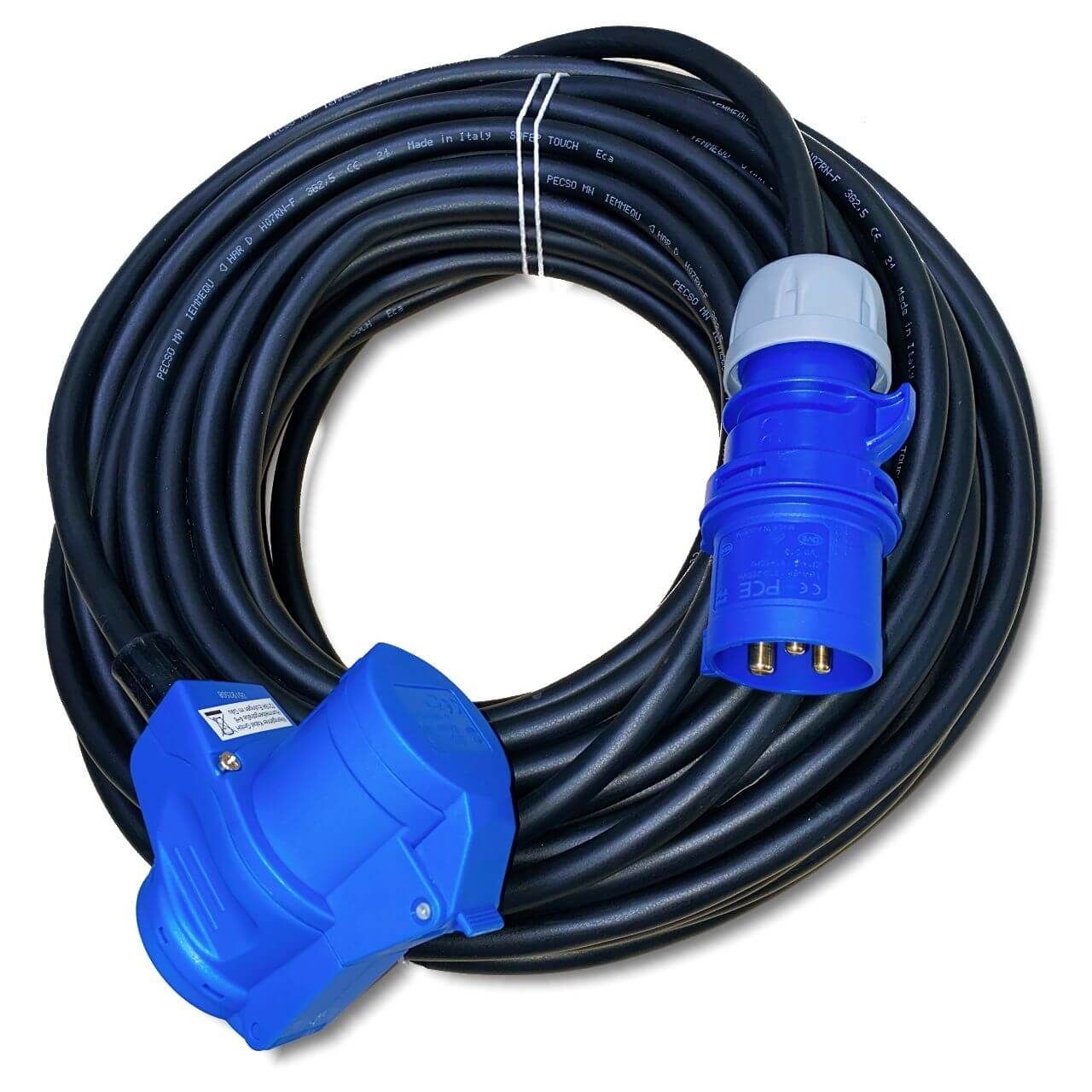 CEE Campingkabel 25m mit Winkelkupplung