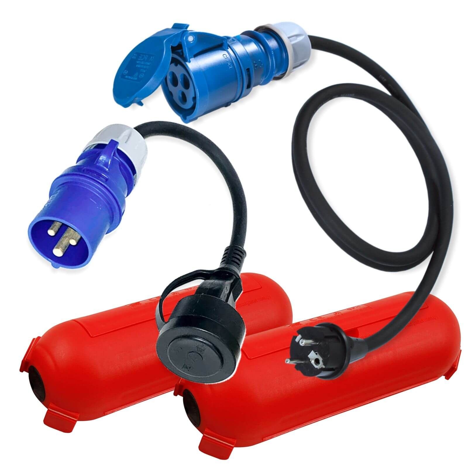 CEE Adapter Set mit Schuko Sicherheitsboxen