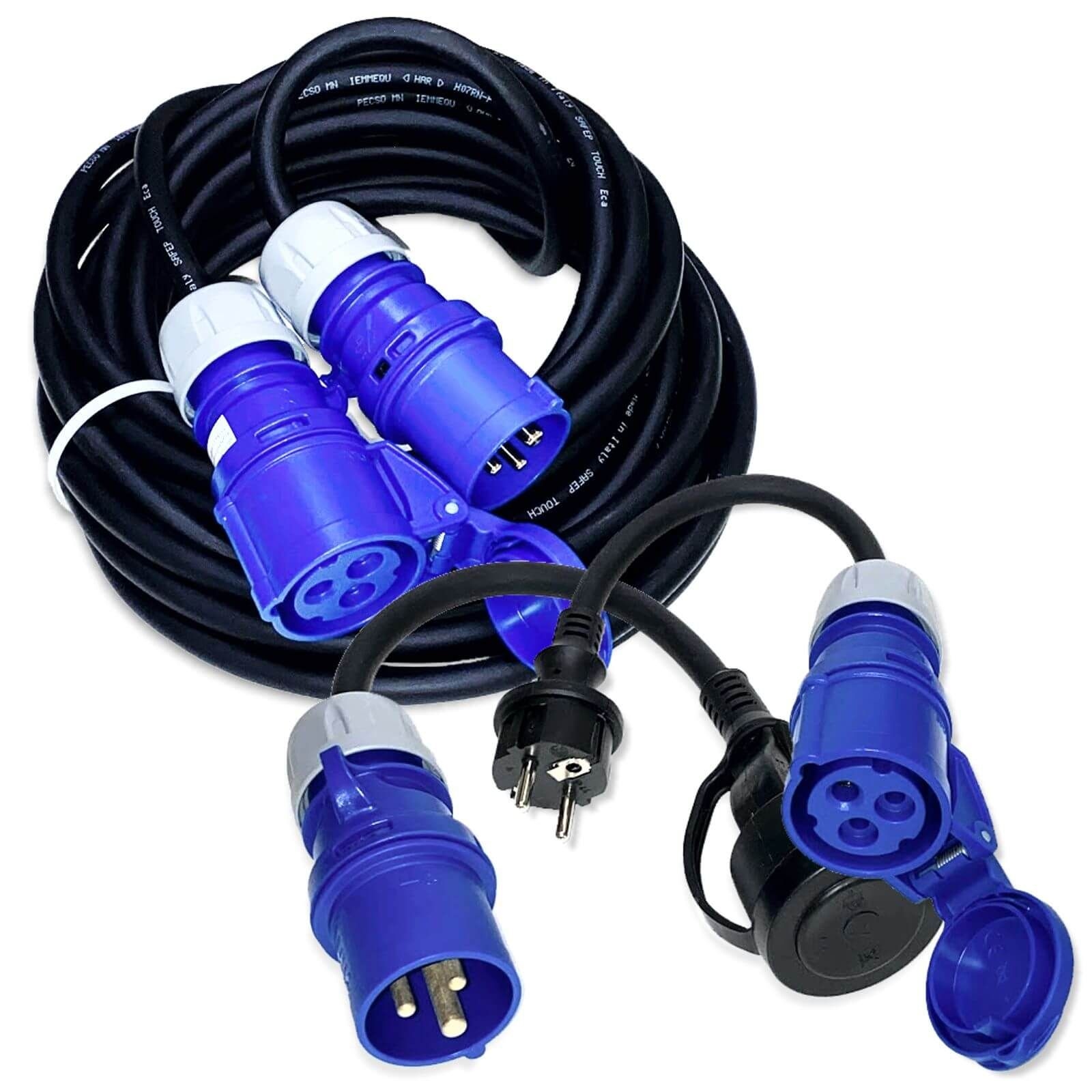 Campingkabel 25m Set mit 2 CEE Adaptern