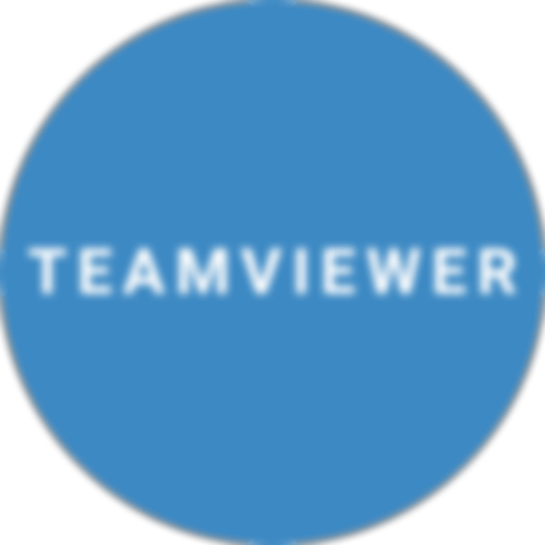 mittelblauer Kreis mit dem Wort Teamviewer