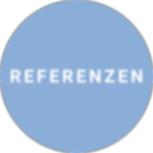 graublauer Kreis mit dem Wort Referenzen