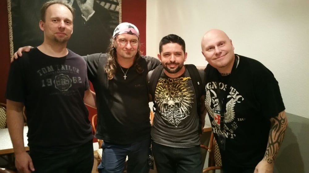 Ecki mit Mike Mandel, Ronnie Romero & Ferdy Doernberg