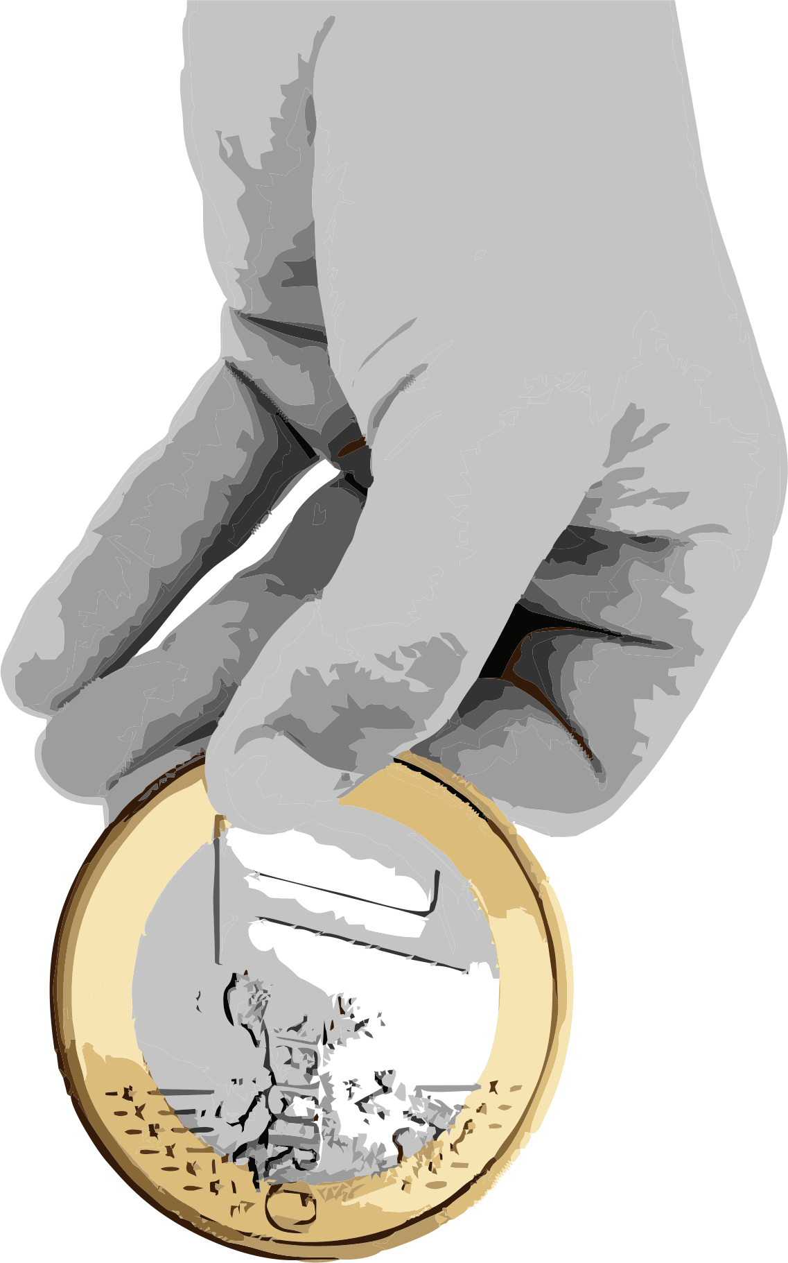 Hand mit Euro Münze