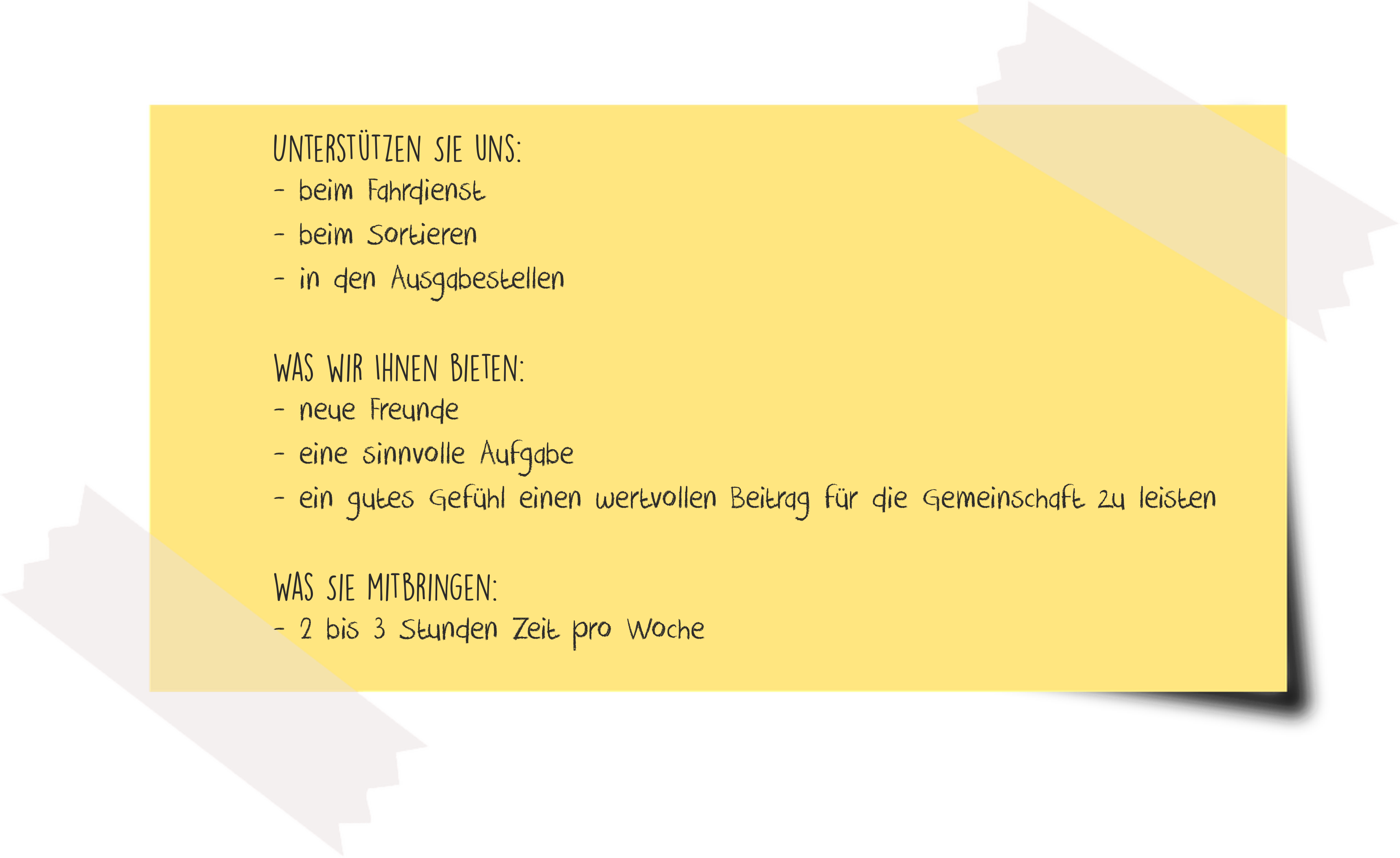 Notizzettel mit Informationen zum Helfer werden