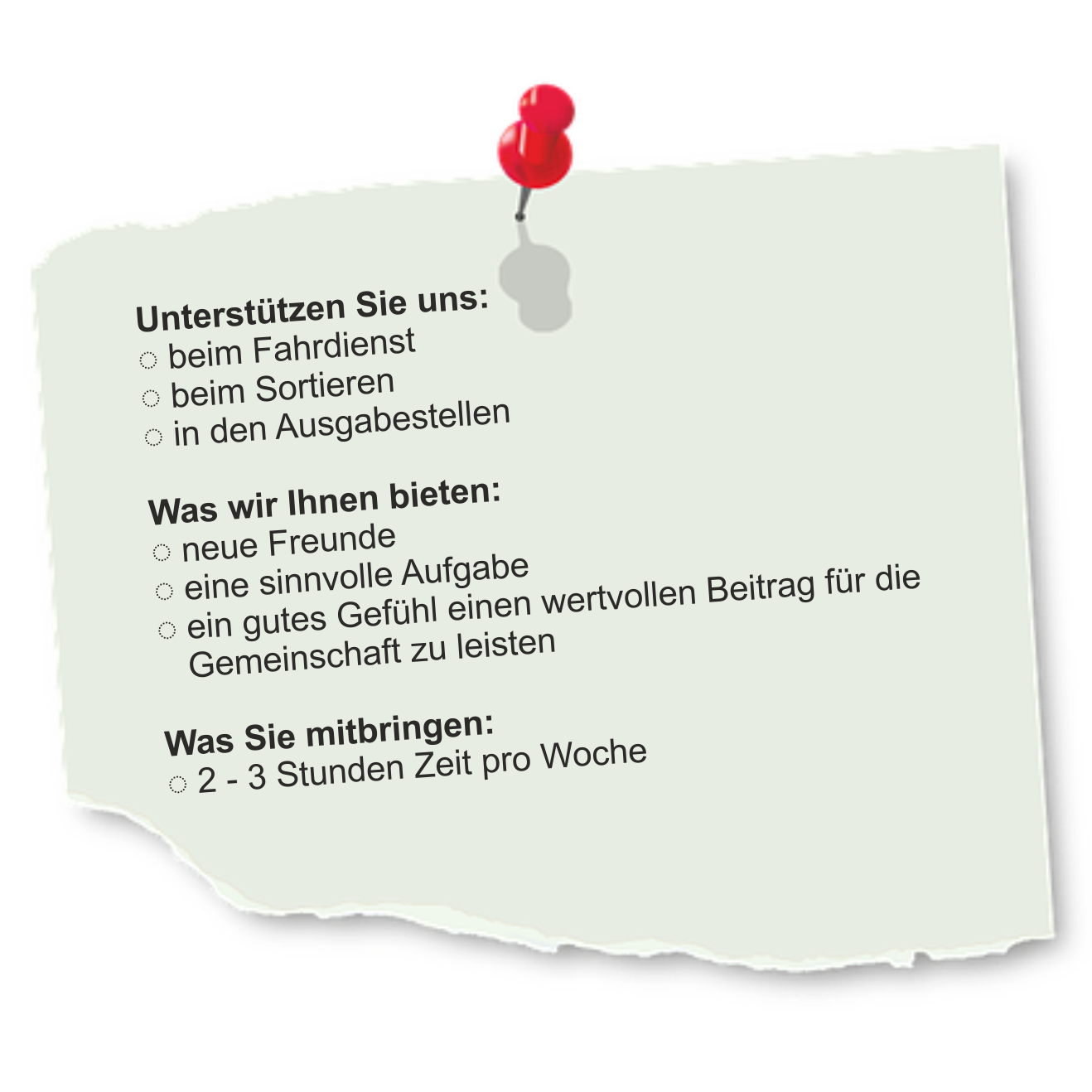 Notizzettel mit Informationen zum Helfer werden