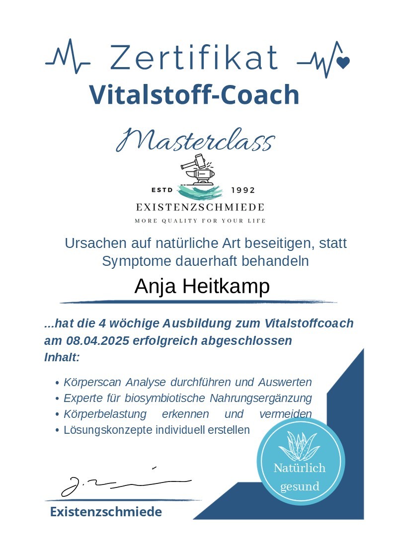 Vitalstoff Coach Zertifikat